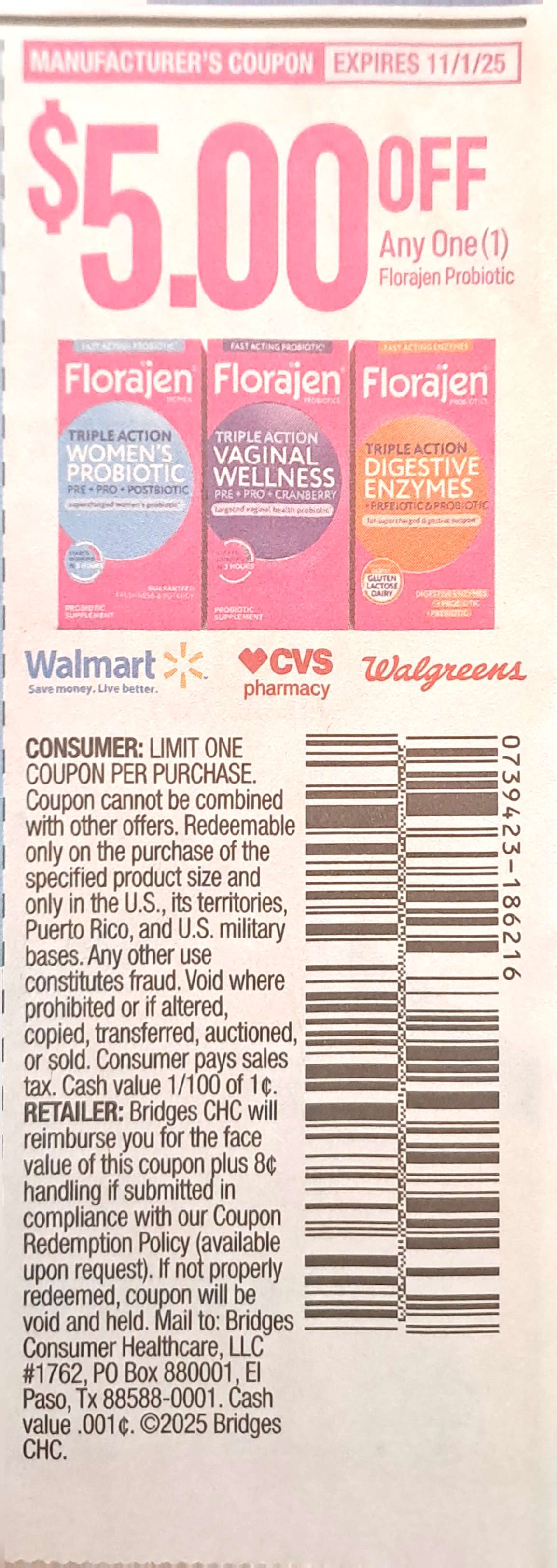 Florajen Propiotic Supplement exp Sat 11/01/25 (save $5)