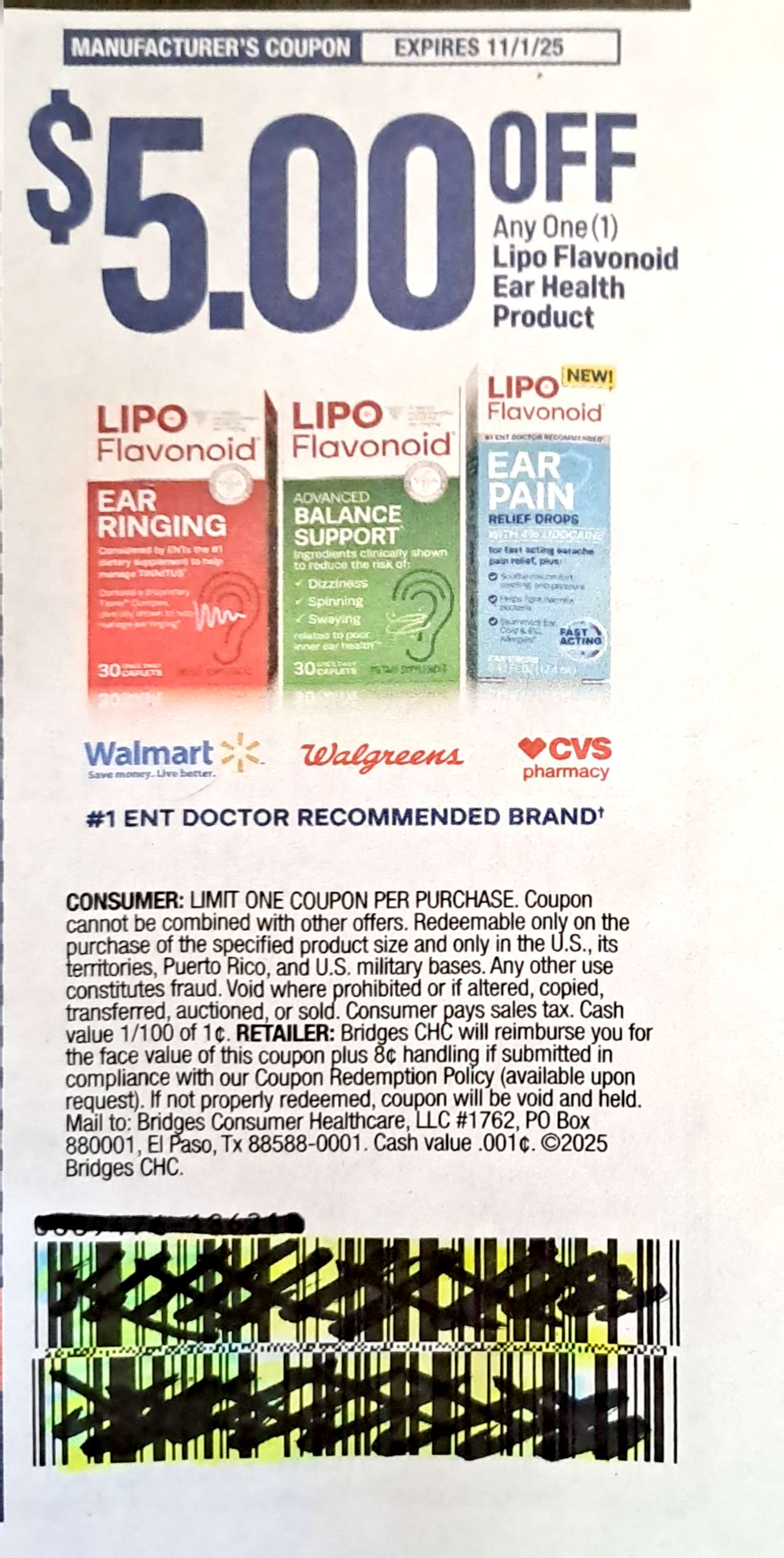 LIPO Flavonoid Ear Health Product exp Sat 11/01/25 (save $5)