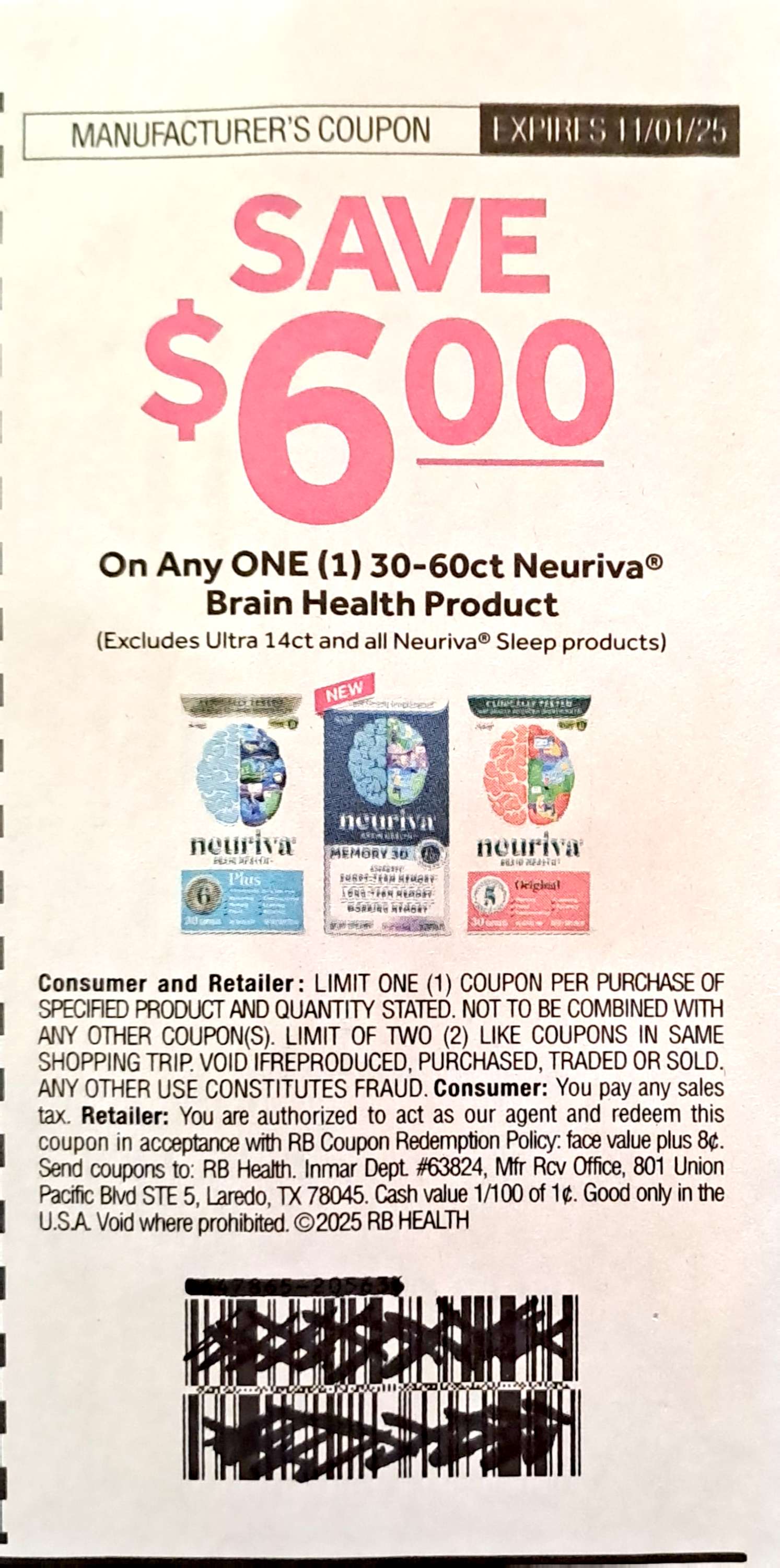 Neuriva Memory 3D exp Sat 11/01/25 (save $6)