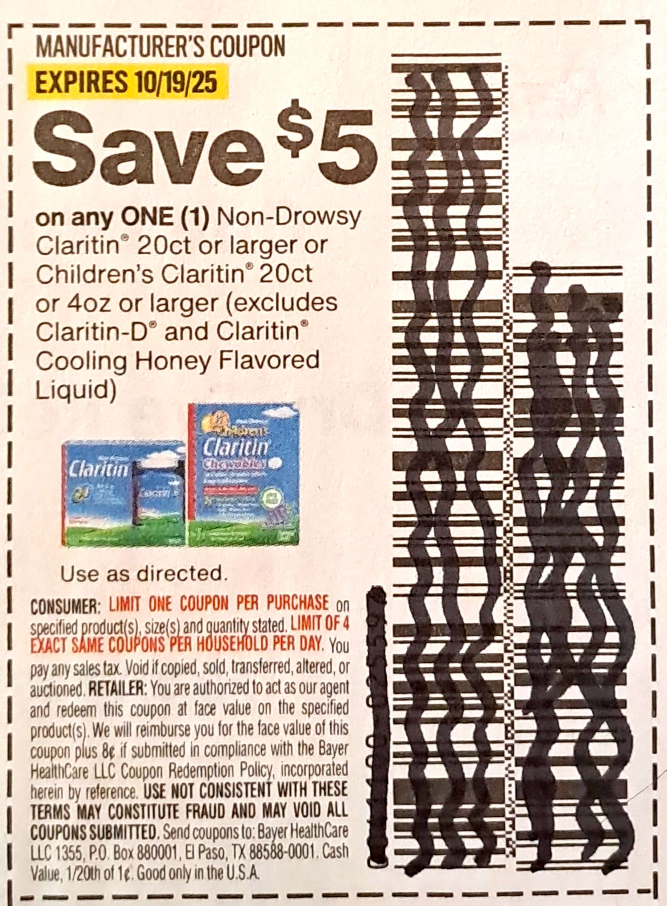 Claritin Allergy Relief exp Sun 10/19/25 (save$5)