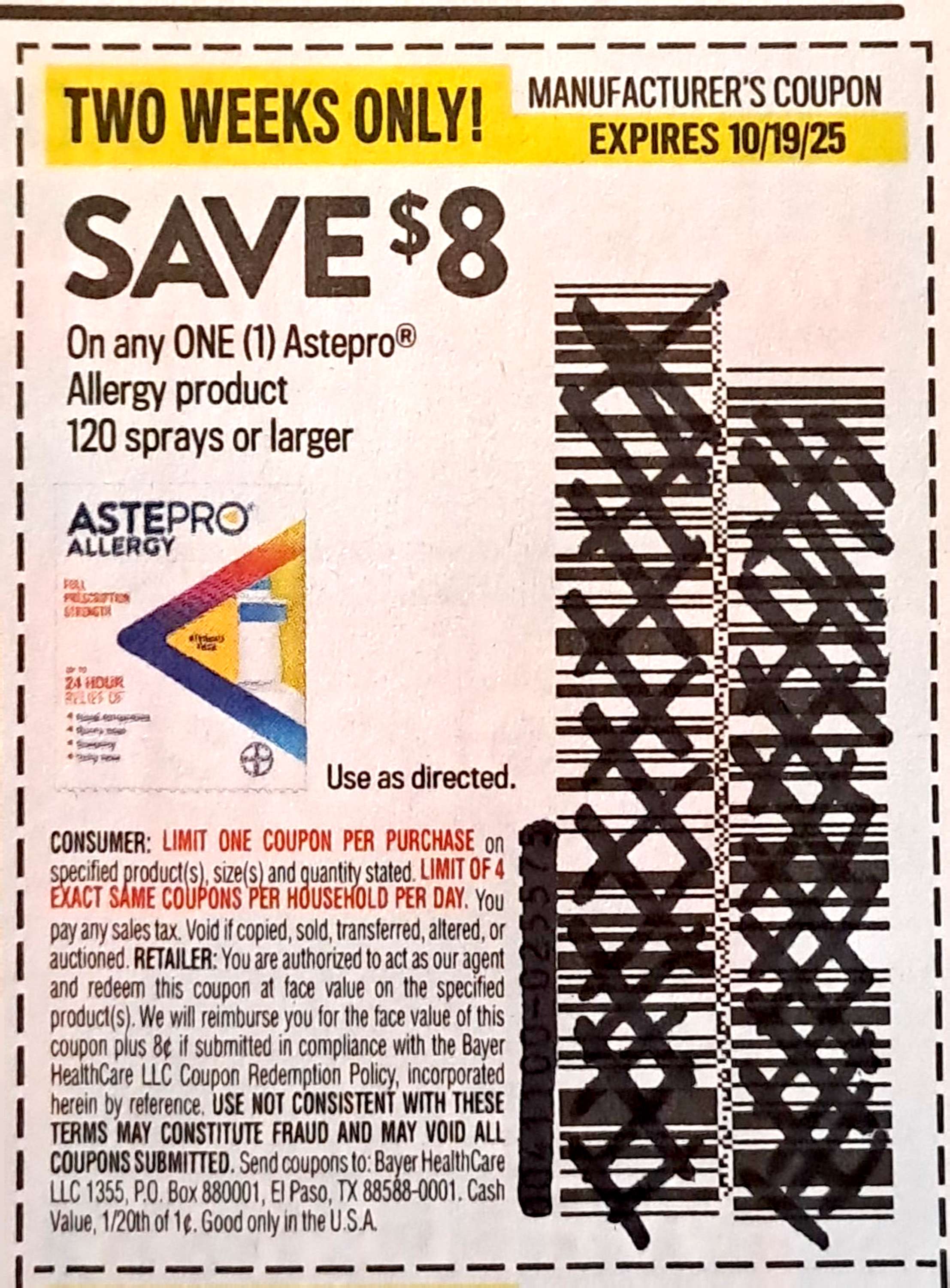 Astepro Allergy exp Sun 10/19/25 (save $8)